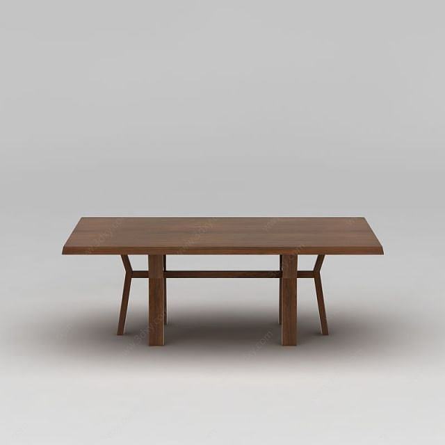 实木长餐桌3D模型