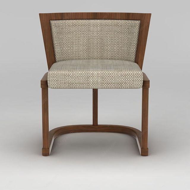 精品实木布艺餐椅3D模型