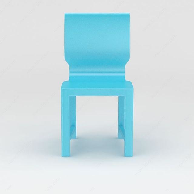 现代蓝色餐椅3D模型