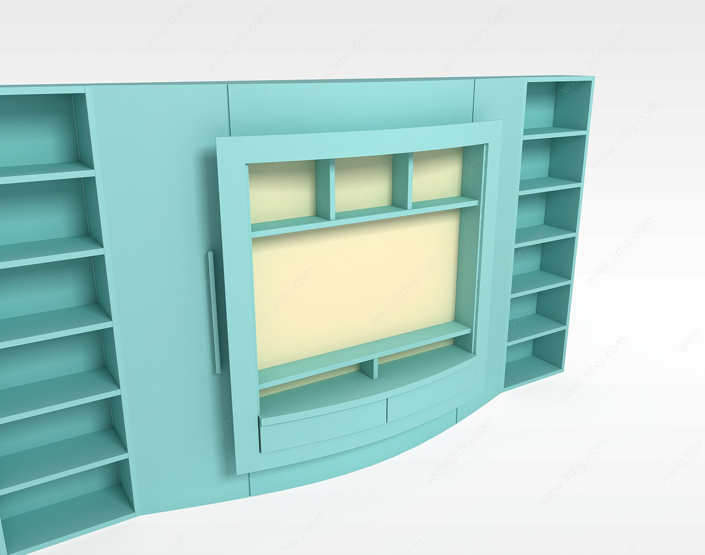 大型浅蓝色实木电视柜3D模型