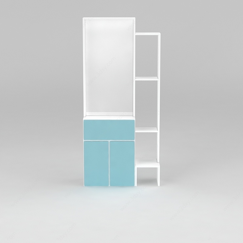 现代白色玄关柜3D模型