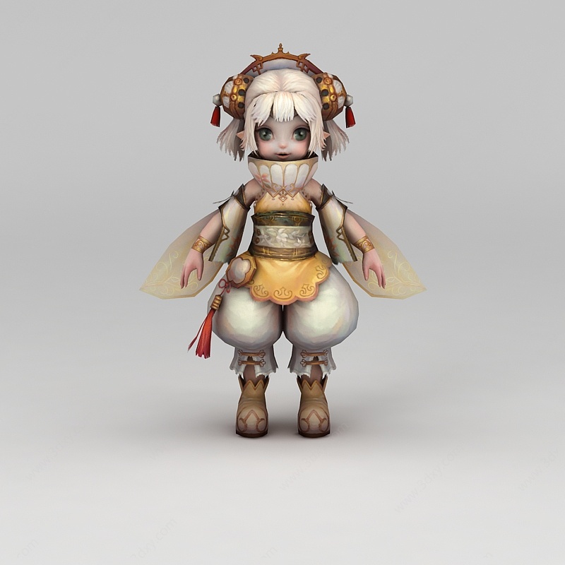灵风游戏人物角色小女孩3D模型