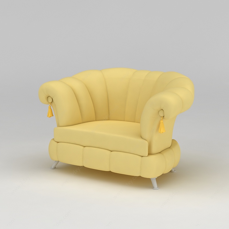 欧式单体沙发3D模型