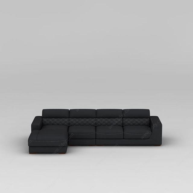 现代深灰色布艺沙发3D模型