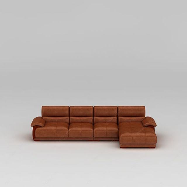 现代皮沙发组合3D模型