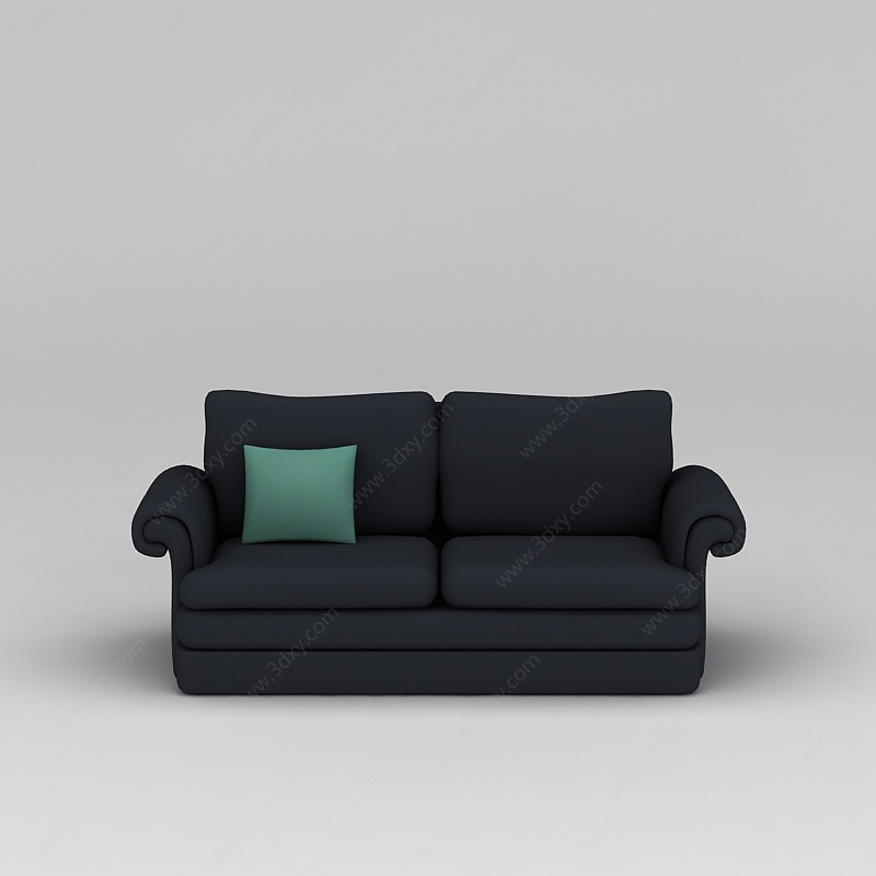 欧式黑色布艺双人沙发3D模型
