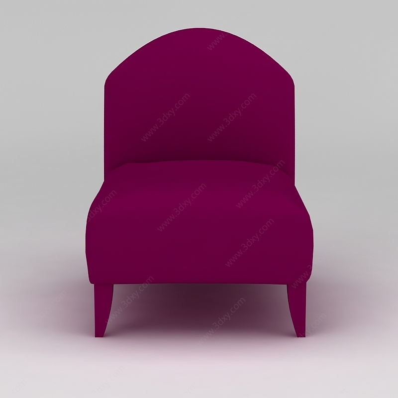 欧式紫红色布艺沙发椅3D模型