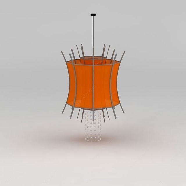 现代橙色吊灯3D模型