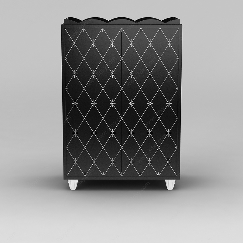 欧式黑色实木衣柜衣橱3D模型