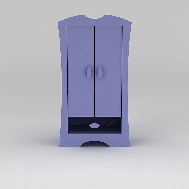 现代紫色双开门衣柜衣橱3D模型
