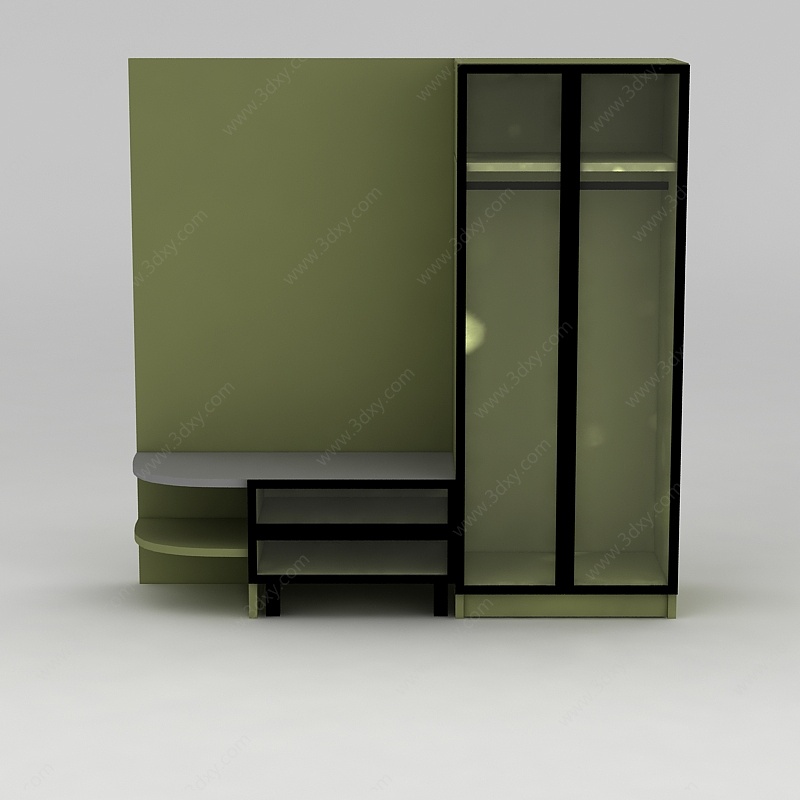 现代绿色衣柜衣橱3D模型