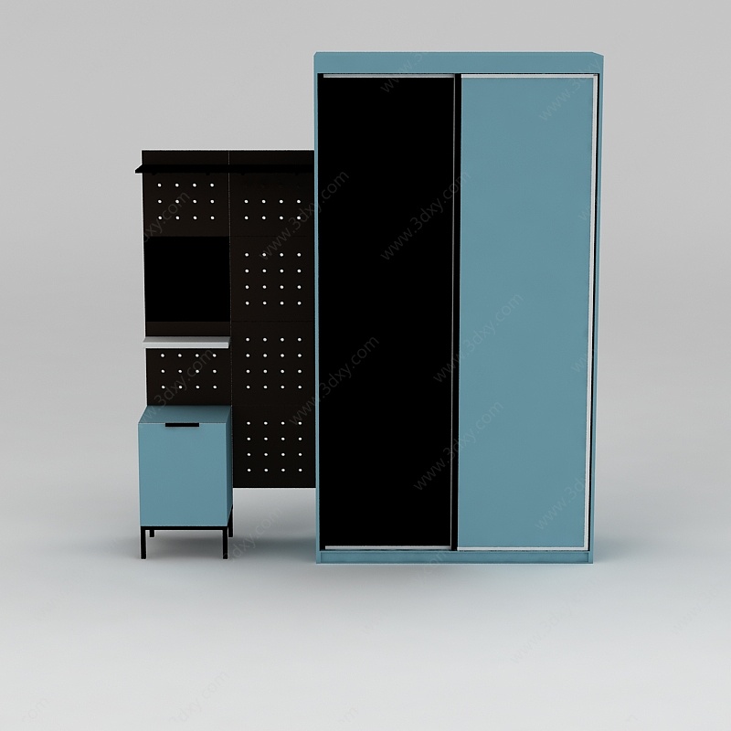 现代蓝色衣柜衣橱3D模型
