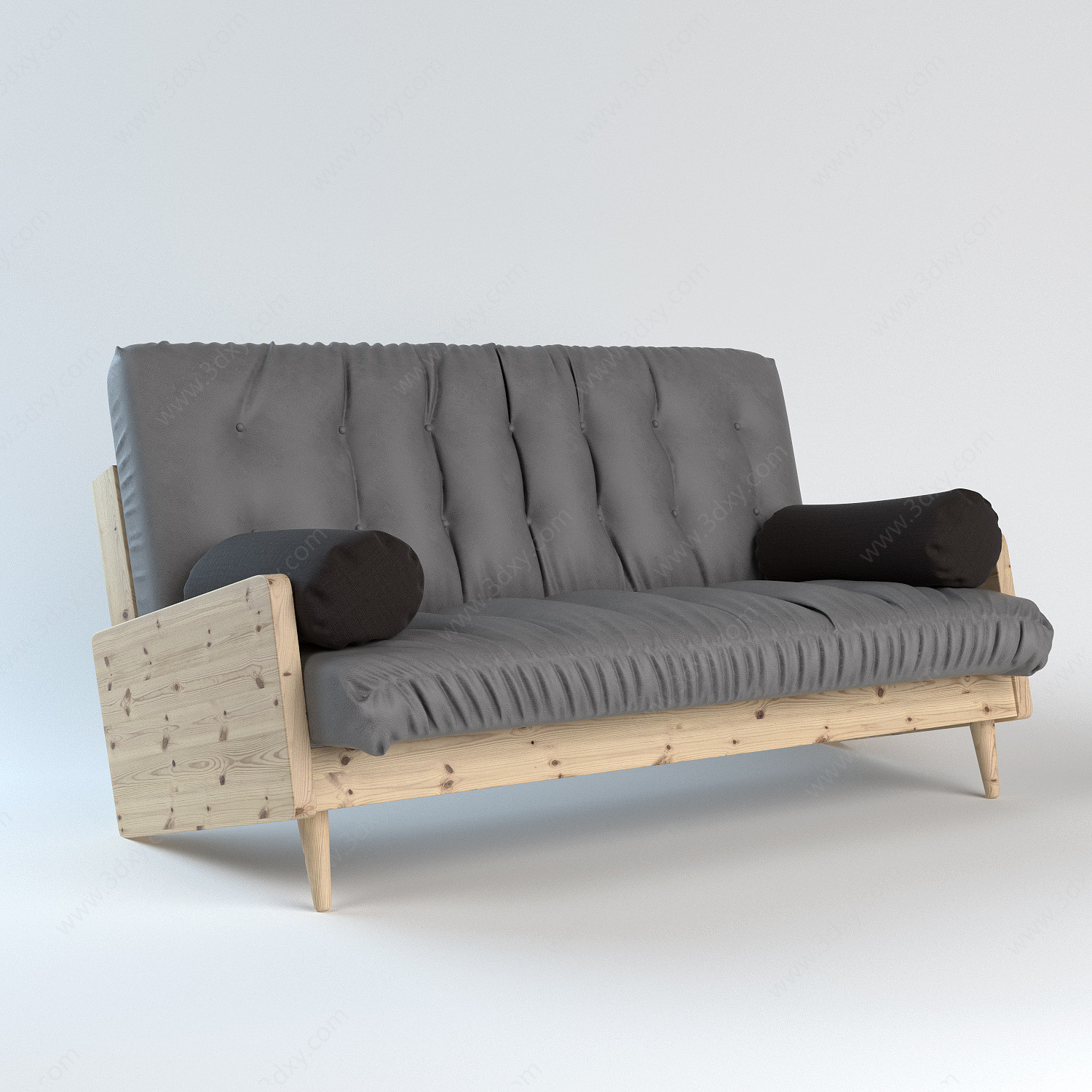 现代灰色布艺休闲沙发3D模型