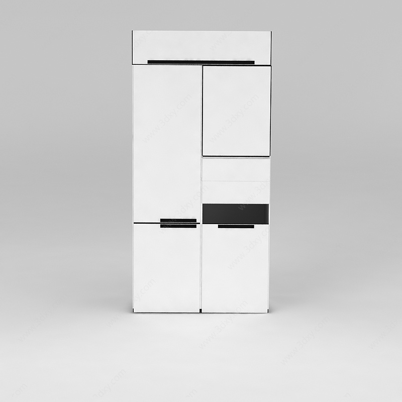 现代黑白拼色衣柜衣橱3D模型