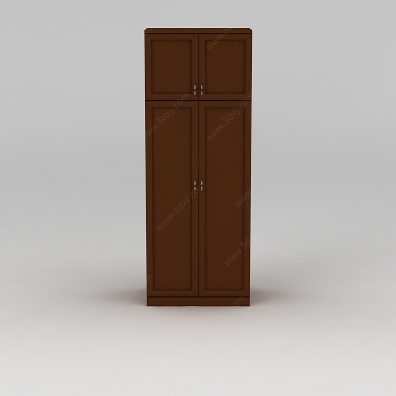 现代实木双开门衣柜衣橱3D模型