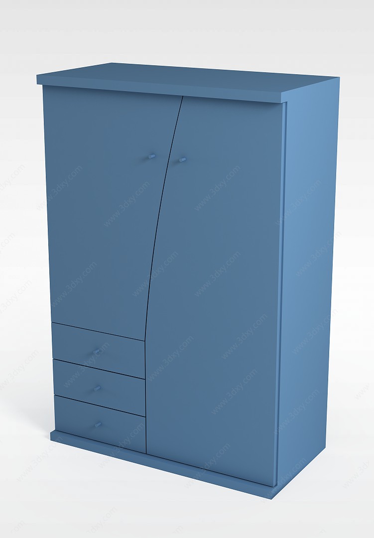 时尚蓝色衣柜衣橱3D模型