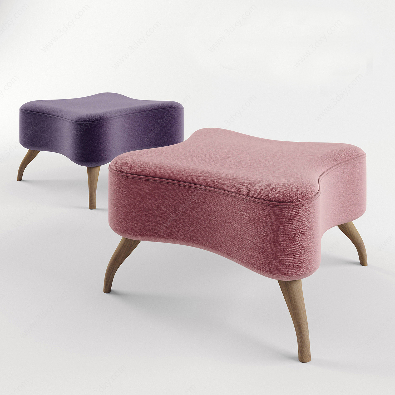 现代彩色布艺沙发凳3D模型