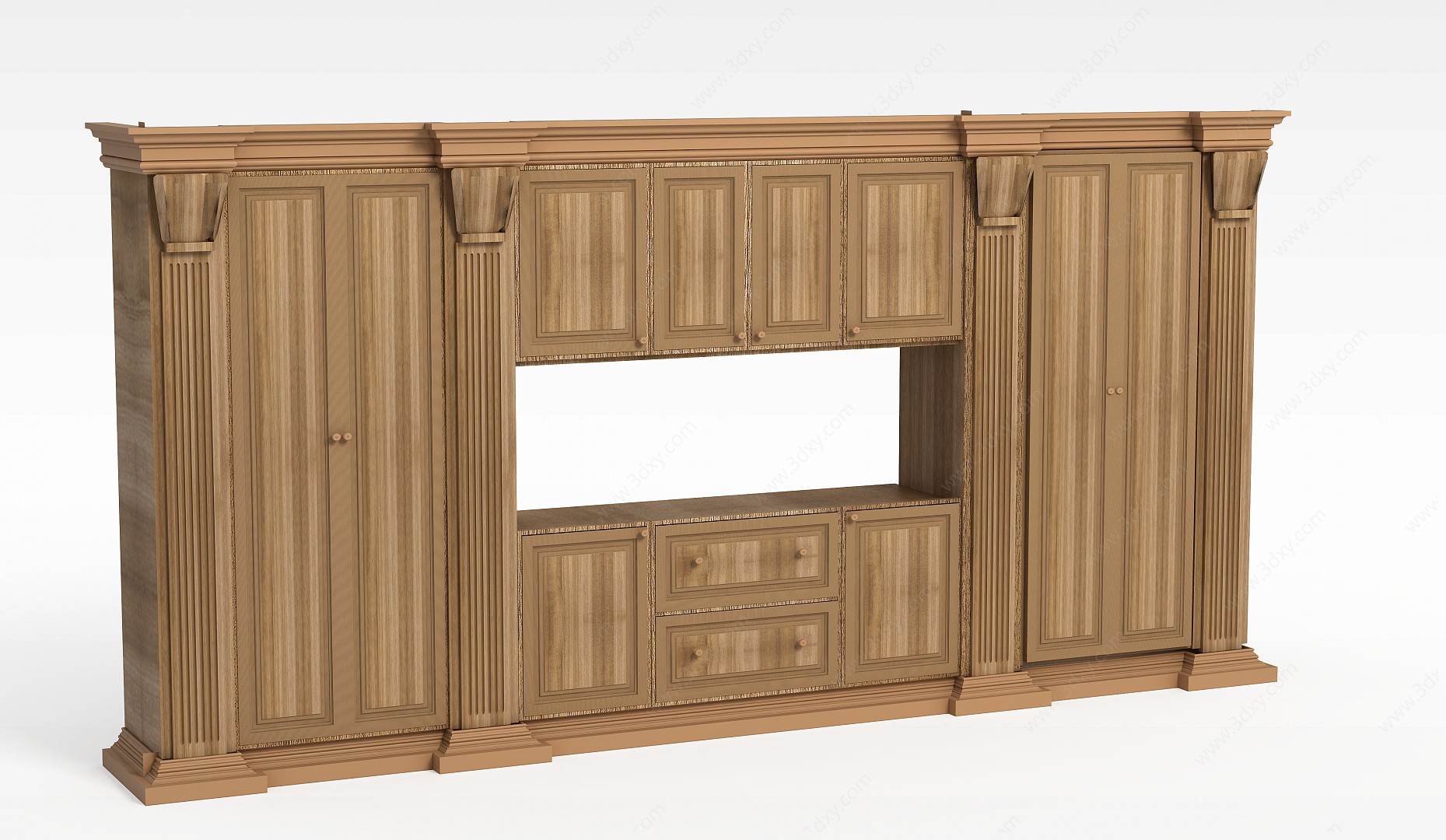 欧式实木衣柜衣橱3D模型