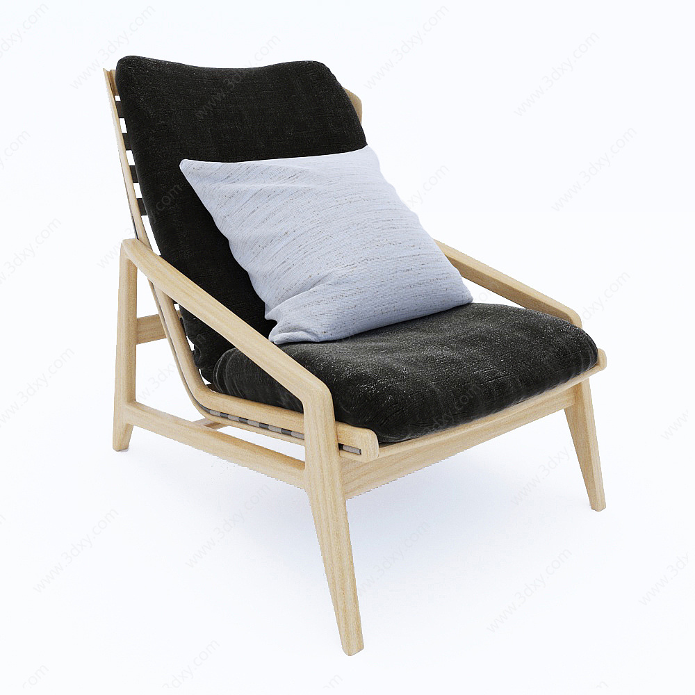 北欧实木休闲椅子3D模型