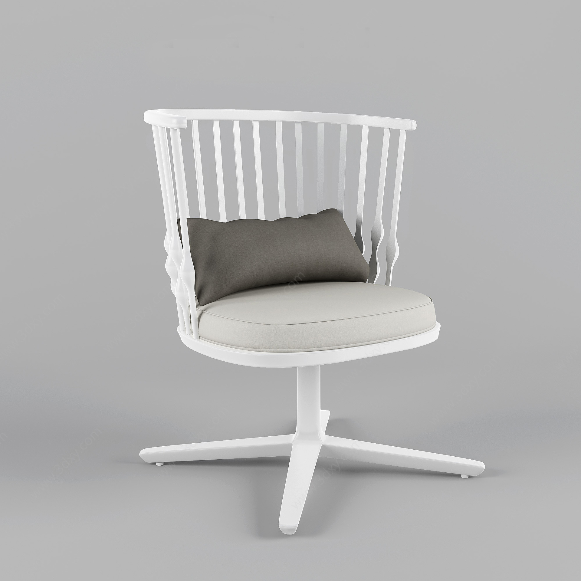 北欧白色实木休闲椅3D模型