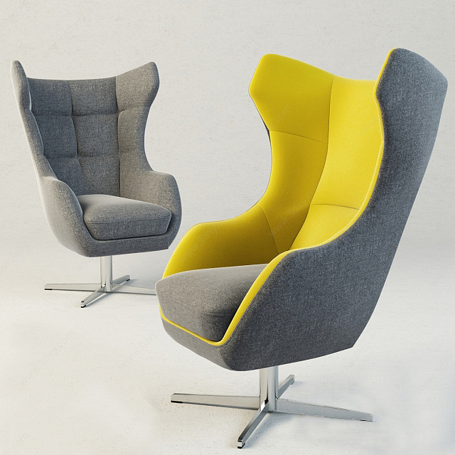 现代软包布艺休闲椅子3D模型