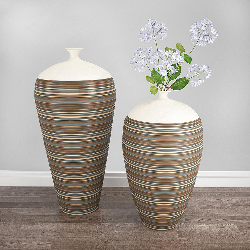 现代精美陶艺花瓶3D模型