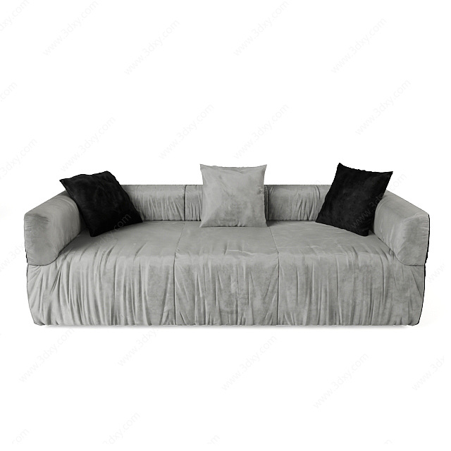 现代灰色布艺沙发床3D模型