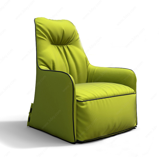 现代绿色布艺沙发椅3D模型