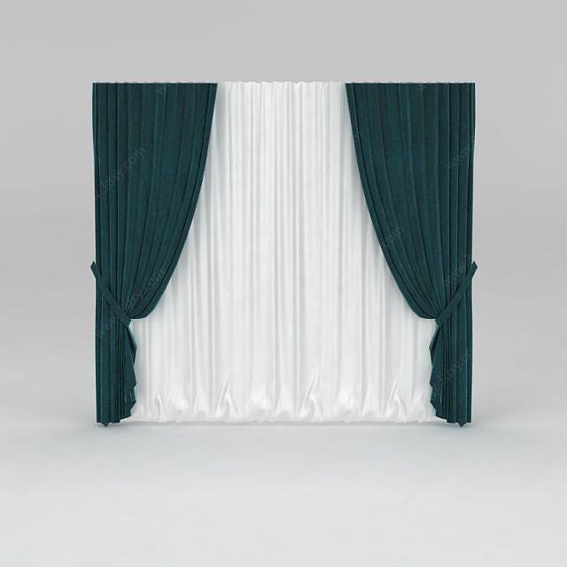 现代拼色窗帘3D模型