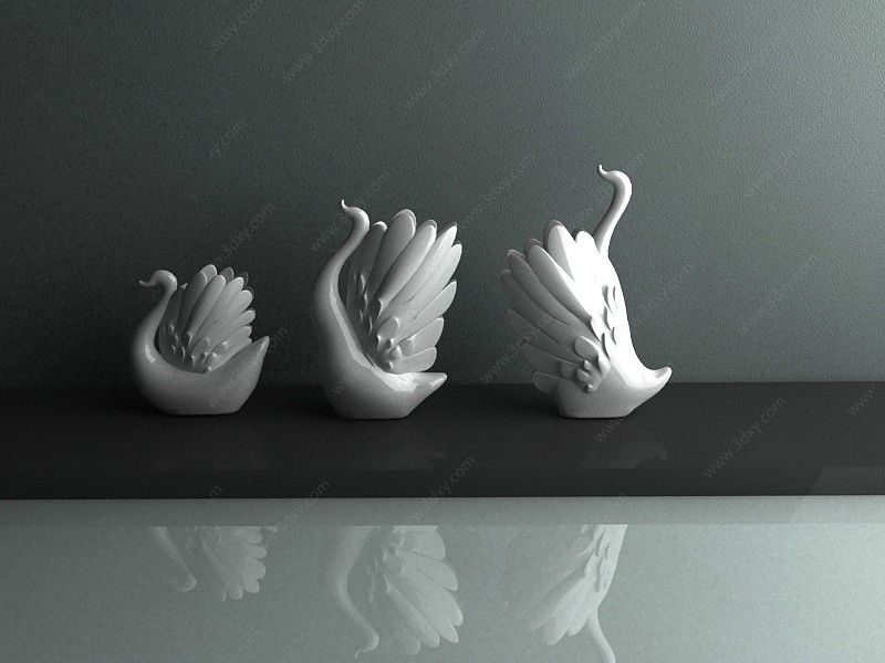 天鹅艺术品3D模型