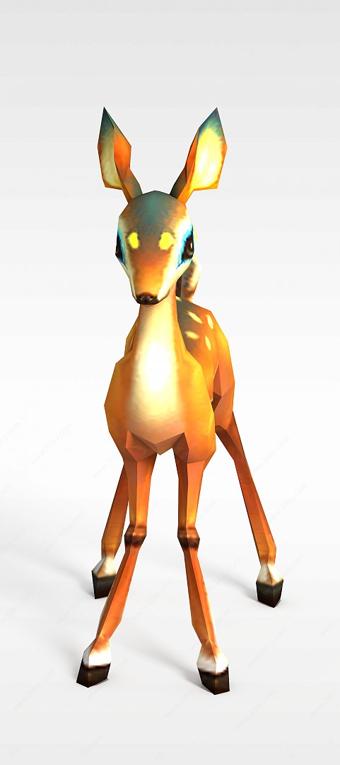 创世西游动漫游戏角色小鹿3D模型