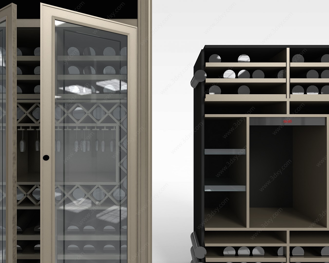 现代实木酒柜组合3D模型