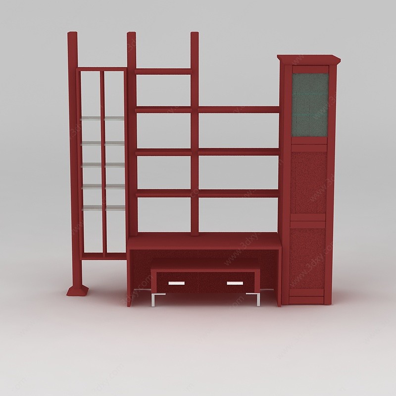 大型红色储物柜3D模型