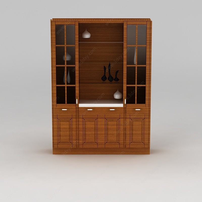 现代实木酒柜3D模型