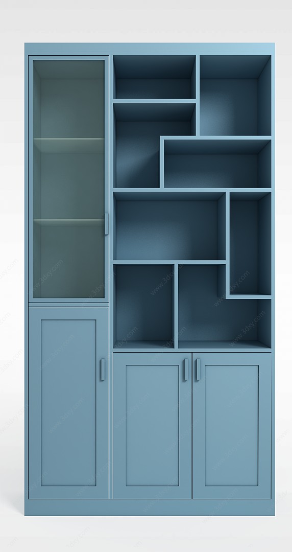 时尚蓝色边柜酒柜3D模型