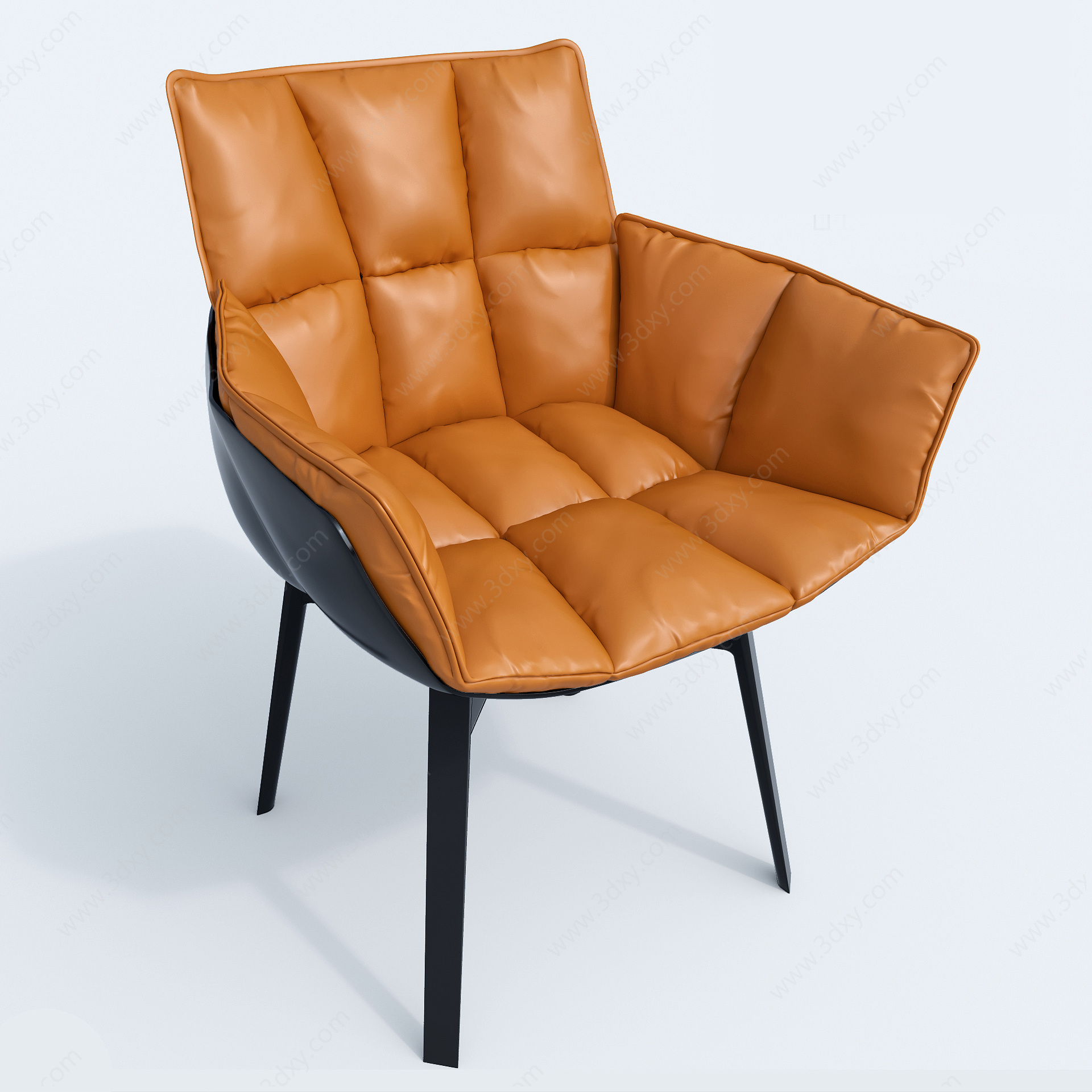 现代北欧皮质软包椅子3D模型