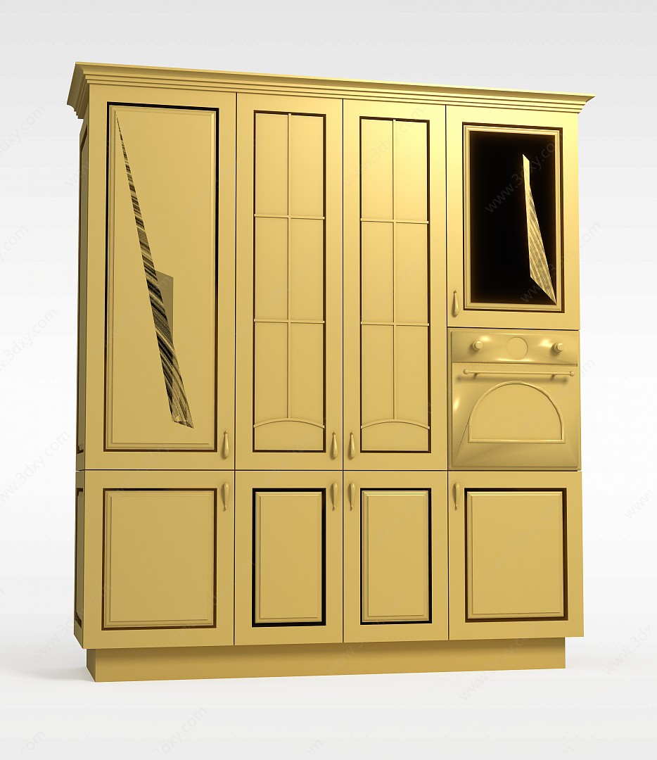 现代实木边柜储物柜3D模型