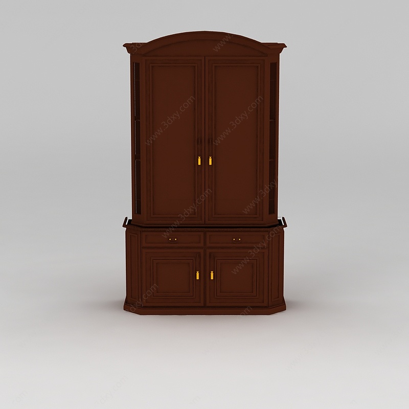 现代实木储物柜酒柜3D模型