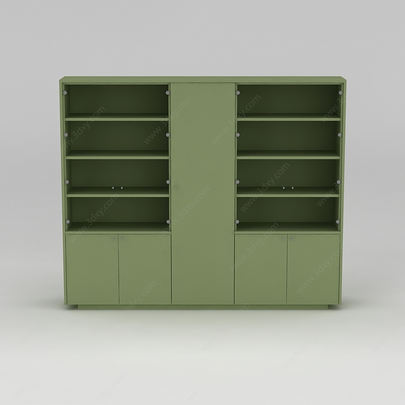 现代绿色实木酒柜储物柜3D模型