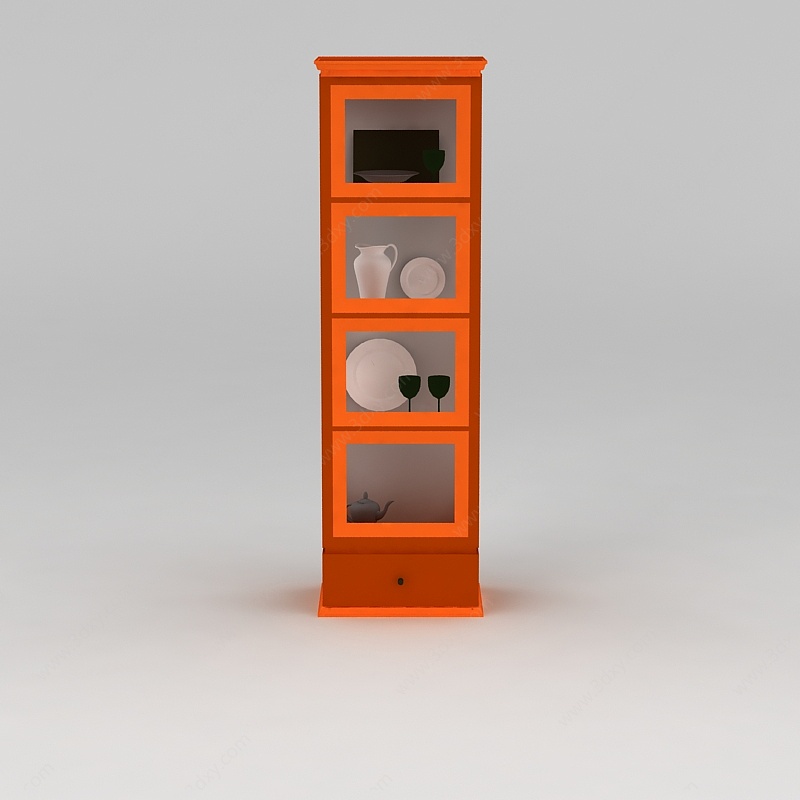现代橙色酒柜3D模型