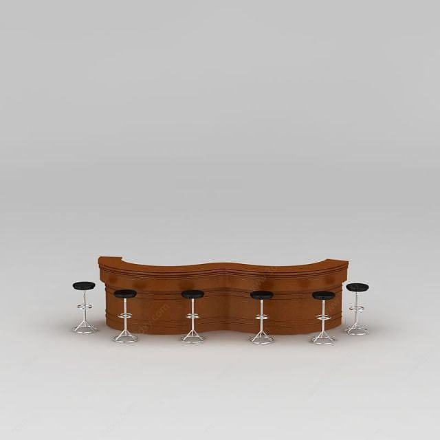 吧台高脚凳桌椅组合3D模型