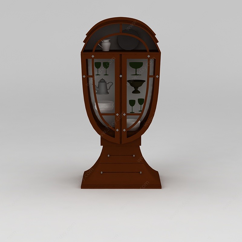 欧式创意实木酒柜3D模型