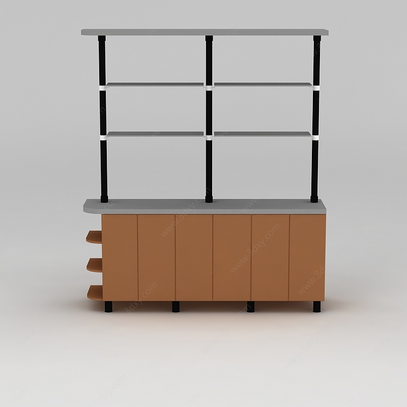 现代实木边柜酒柜3D模型