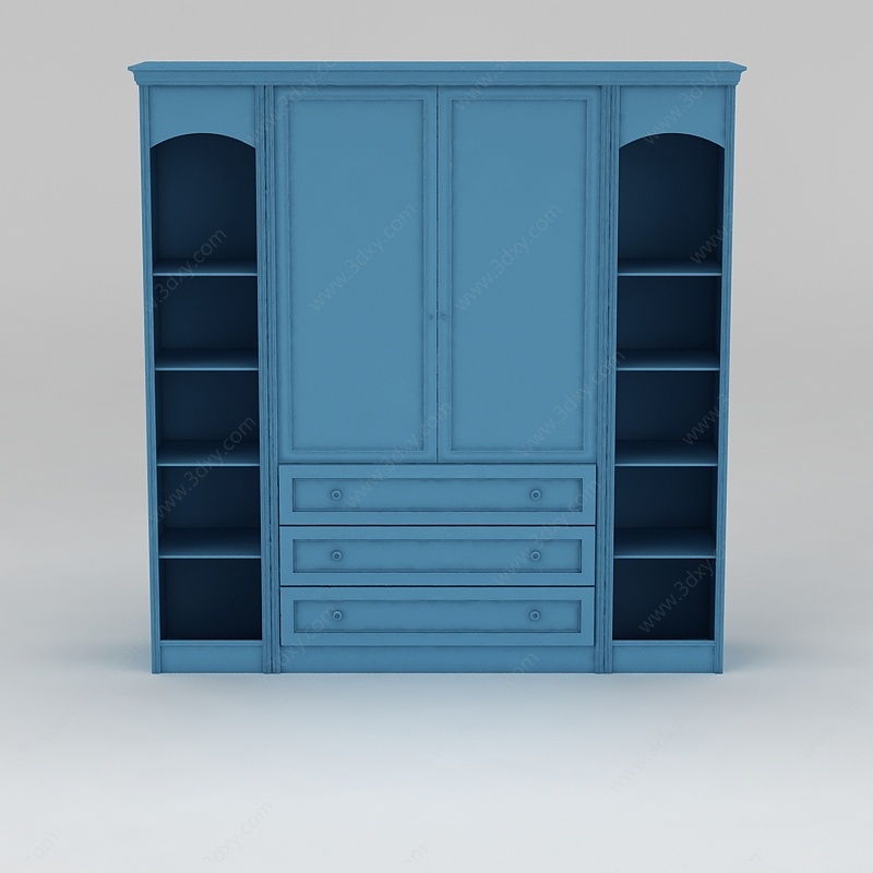 现代蓝色储物柜酒柜3D模型