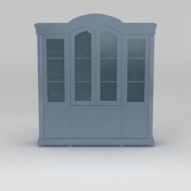 现代蓝色书柜书架3D模型