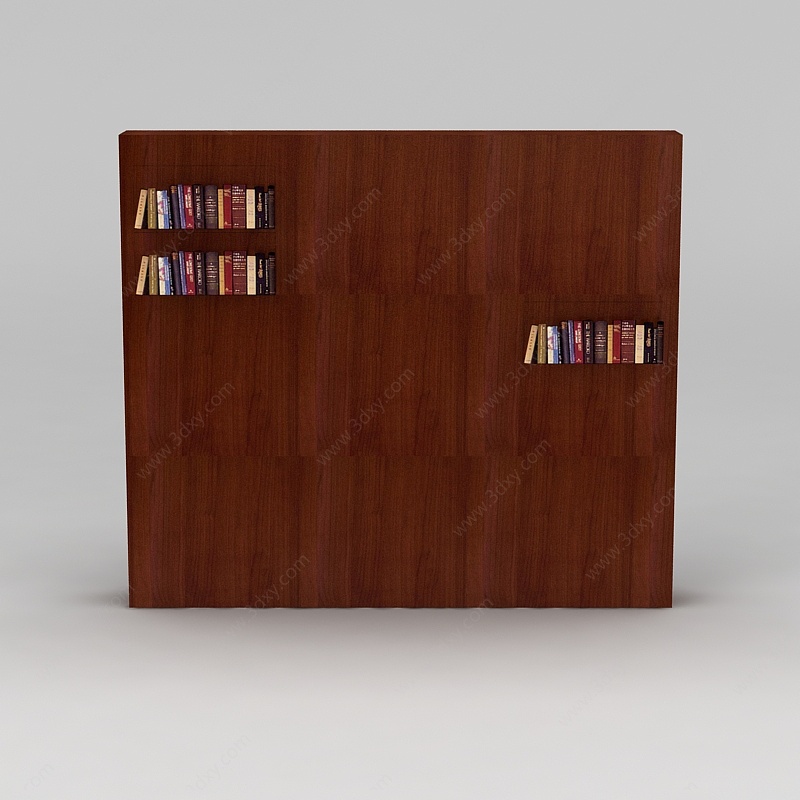 现代实木书柜书架3D模型