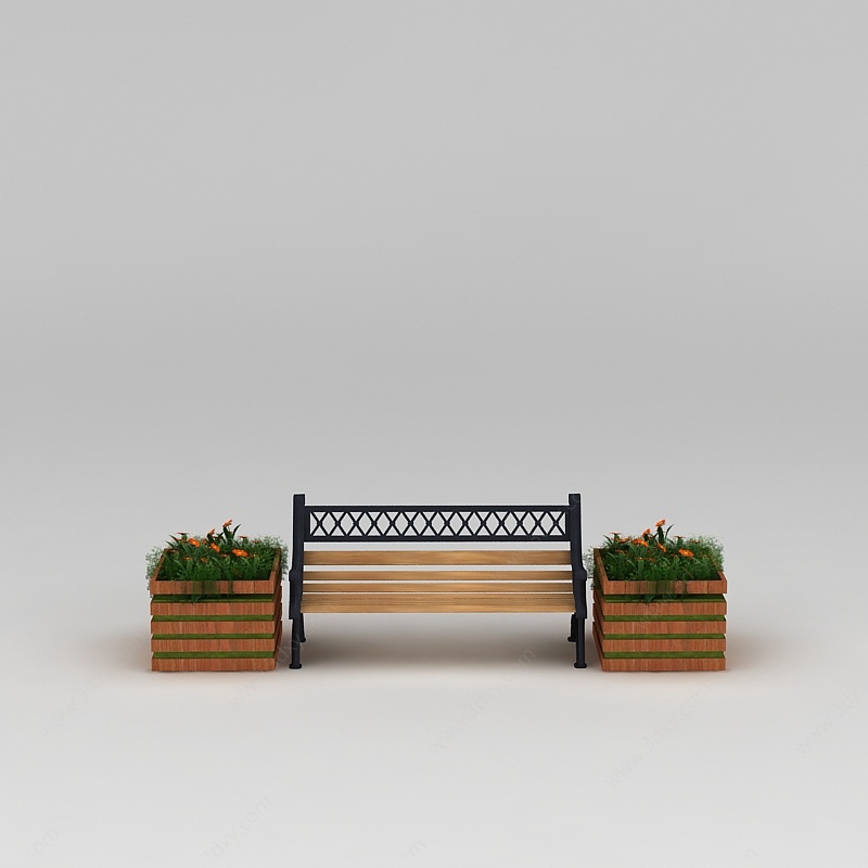 园林景观小品长凳长椅3D模型