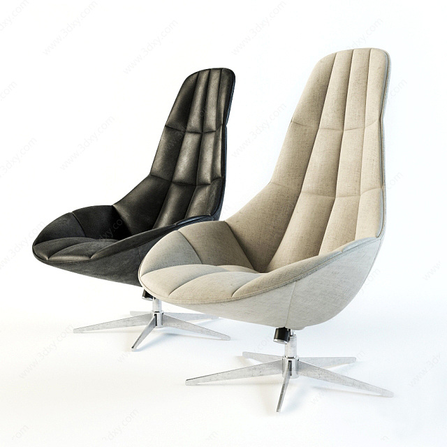 时尚软包休闲椅组合3D模型