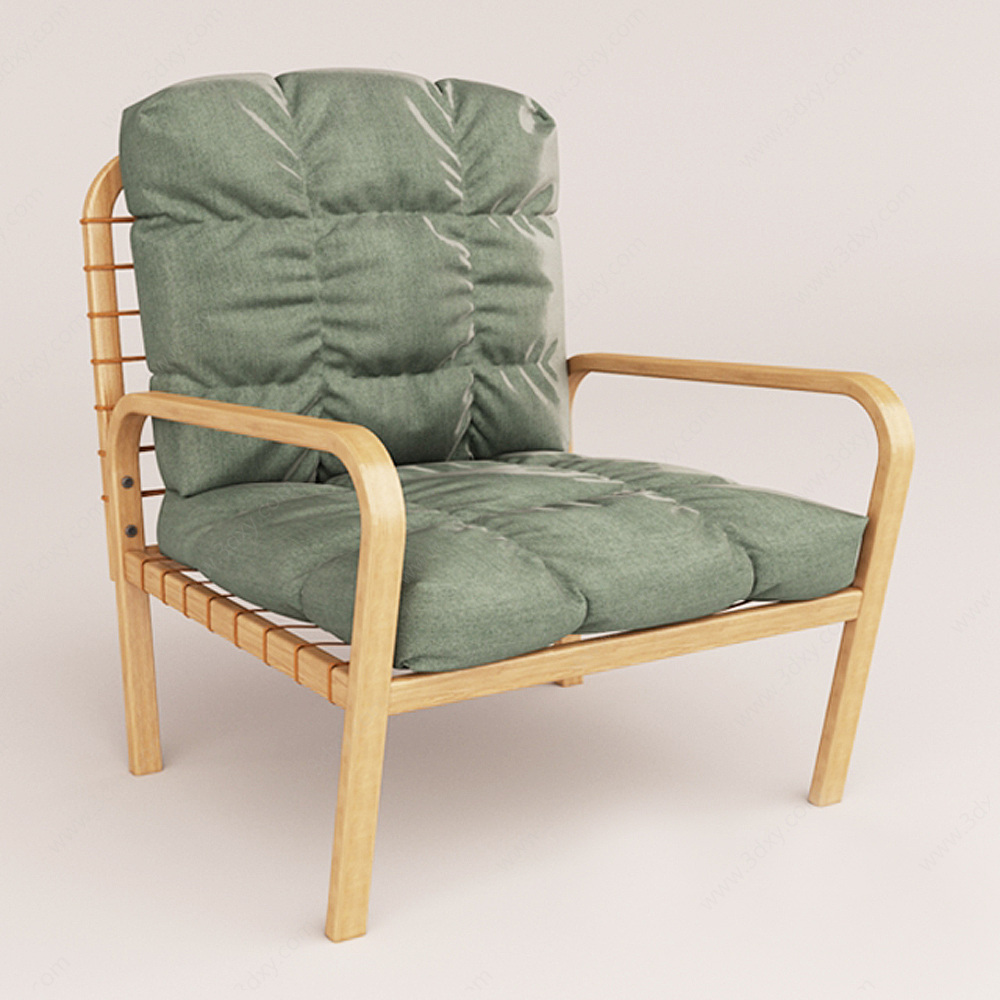 时尚实木软包休闲椅3D模型