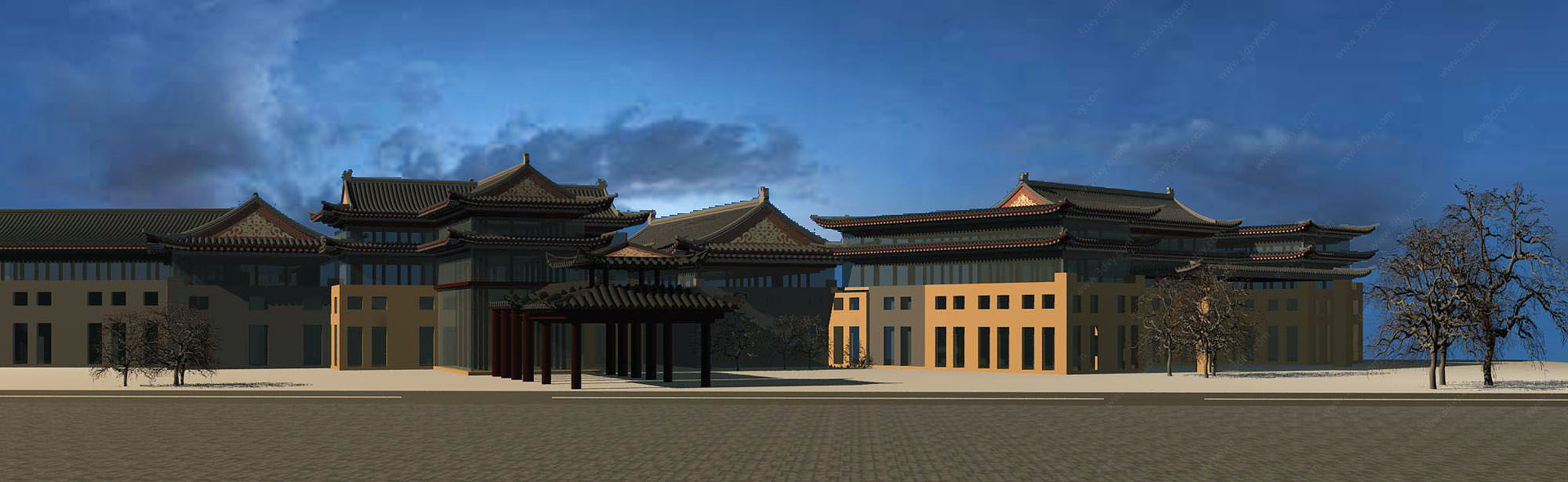 中式建筑大楼3D模型